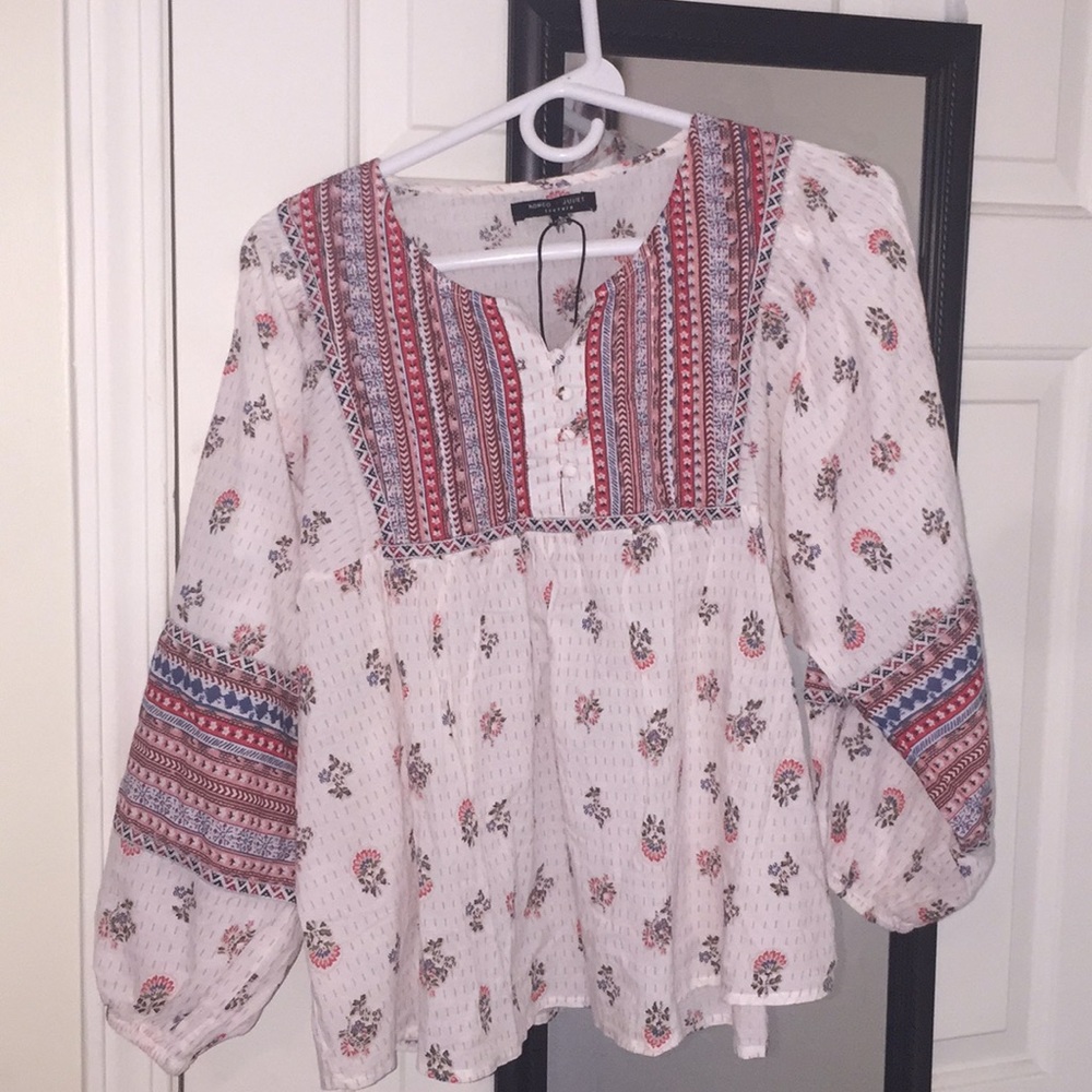 White Multi Peasant Top Romeo + Juliet Couture